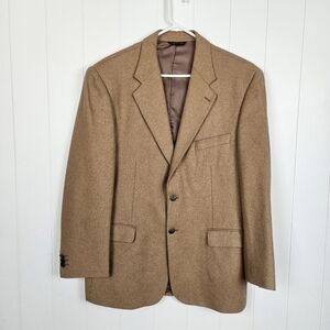 Louis Dell Olio Camel Hair Suit Jacket Sport Coat Blazer Tan 42R Vintage Italy